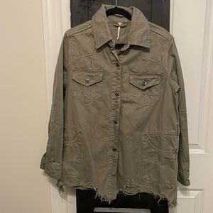 Free people distressed long jacket